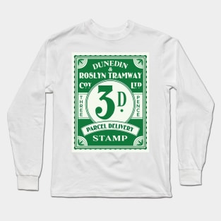 Vintage Dunedin (New Zealand) Parcel Delivery Stamp Long Sleeve T-Shirt